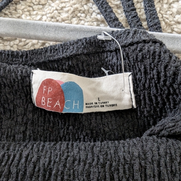 Free People Beach Vetrina Black Cozy Knit Ruched Strappy Open Back Mini Dress - Picture 3 of 10